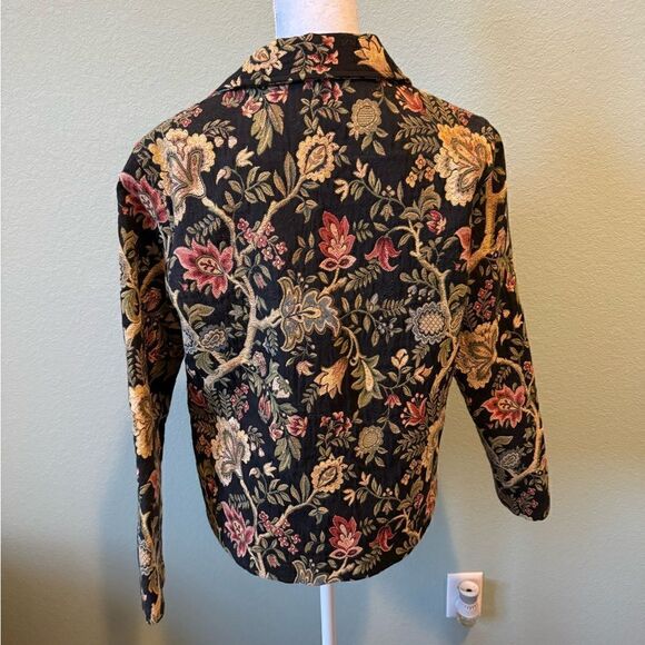 Carol Anderson by Invitation Floral Canvas Jacket Size Large Button Up - Picture 2 of 7
